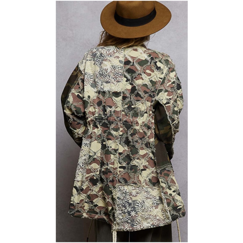 POL Multicolor Camouflage Patchwork Jacket (Green, Brown, Cream) - Picture 4 of 5